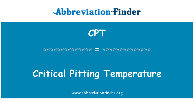 CPT: Temperatură critică Pitting