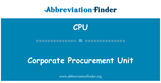 CPU: Corporate Procurement eenheid