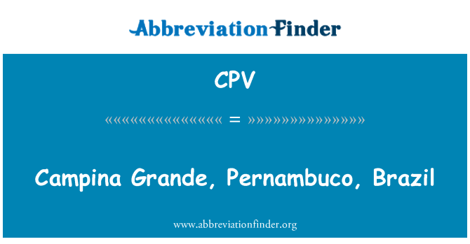 CPV: Campina Grande, Pernambuco, Brasil