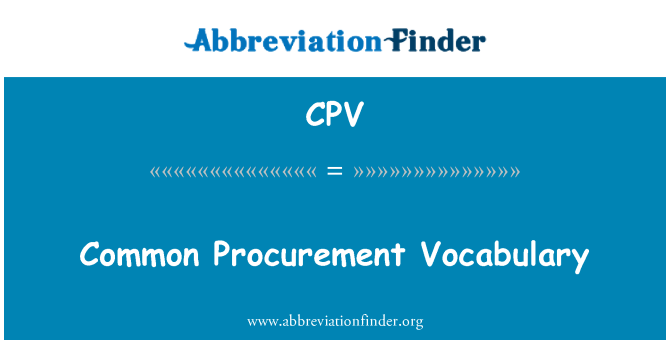 CPV: आम प्रापण शब्दावली