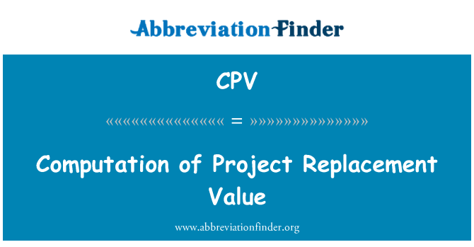CPV: Computation of Project Replacement Value