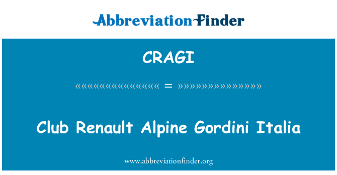 CRAGI: Alpine Club Renault Gordini-Italia