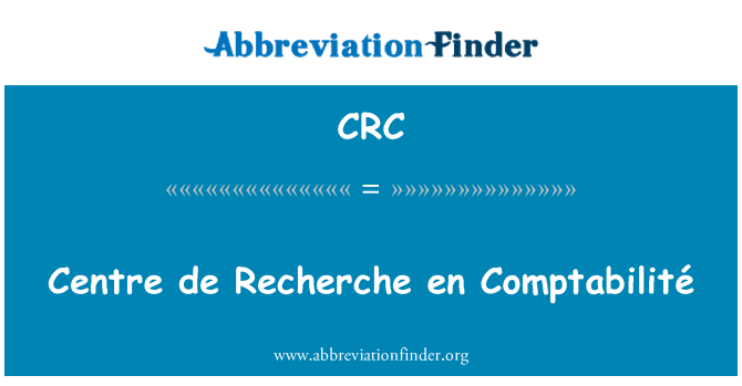 CRC: Centre de Recherche en Comptabilité