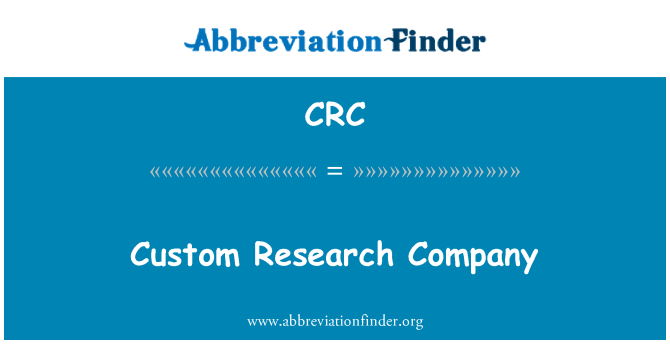 CRC: Пользовательские исследовательская компания