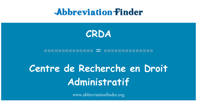 CRDA: Centre de Recherche sous Droit Administratif