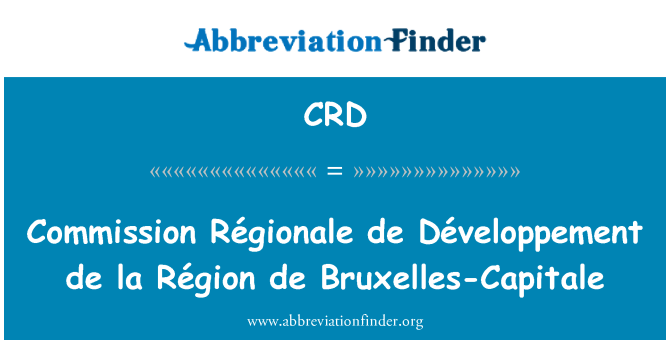 CRD: Komise Régionale de Développement de la Région de Bruxelles-Capitale