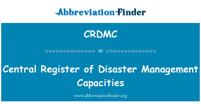 CRDMC: Central Register for Disaster Management kapacitet