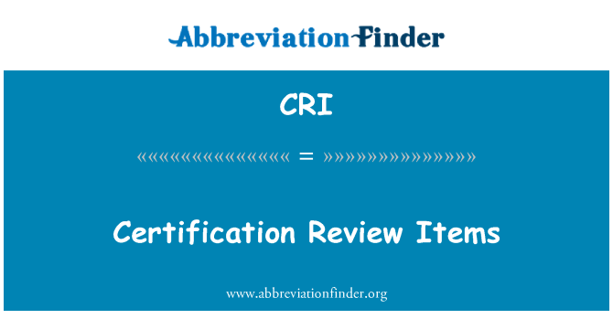 CRI: Certificazione revisione articoli