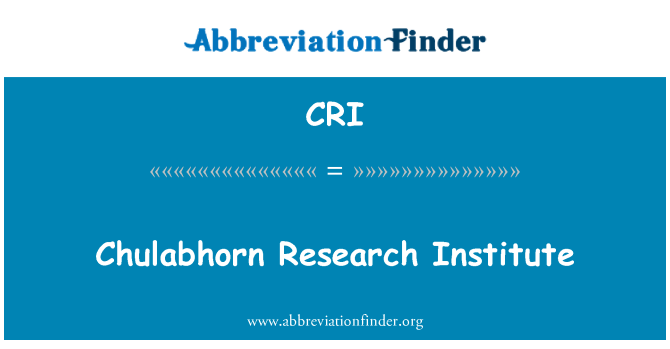 CRI: Chulabhorn Research Institute