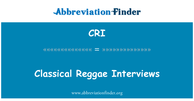 CRI: Klasszikus Reggae interjúk
