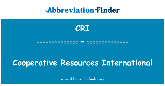 CRI: Kooperatif kaynakları uluslararası