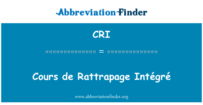 CRI: Cours de Rattrapage Intégré