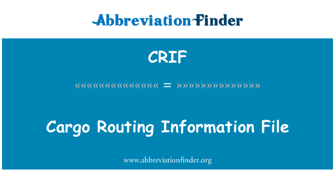 CRIF: 화물 라우팅 정보 파일