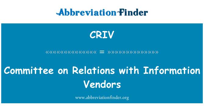 CRIV: Επιτροπής για τις σχέσεις με τους προμηθευτές πληροφορίες