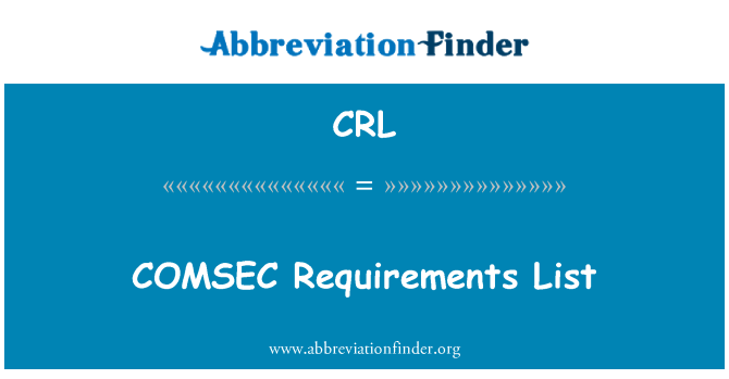 CRL: Liste des exigences COMSEC