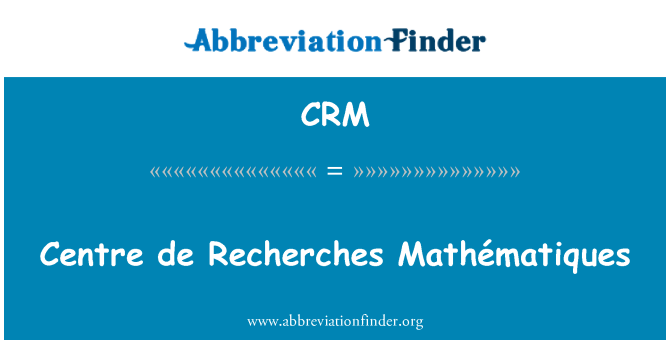 CRM: 드 관련 센터 Mathématiques