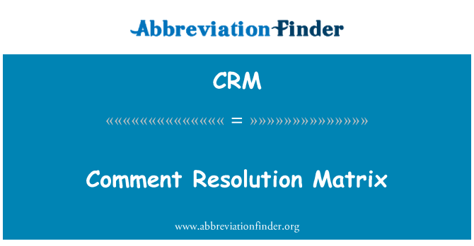 CRM: Commentaire de résolution matricielle