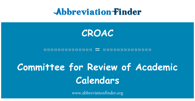 CROAC: 学校年度カレンダーのレビューのための委員会