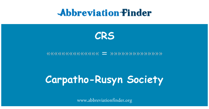 CRS: Carpatho-Rusyn toplum