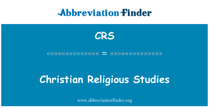 CRS: Christian Religious Studies