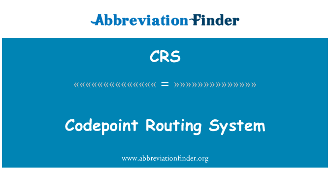 CRS: Codepoint reititys järjestelmä