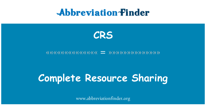 CRS: Ολοκλήρωση της κοινής χρήσης πόρων