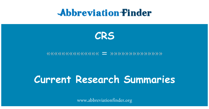 CRS: Resúmenes de investigación actual