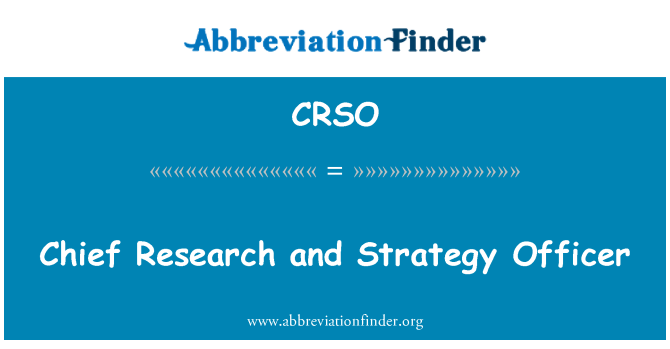 CRSO: Szef badań i strategii oficer