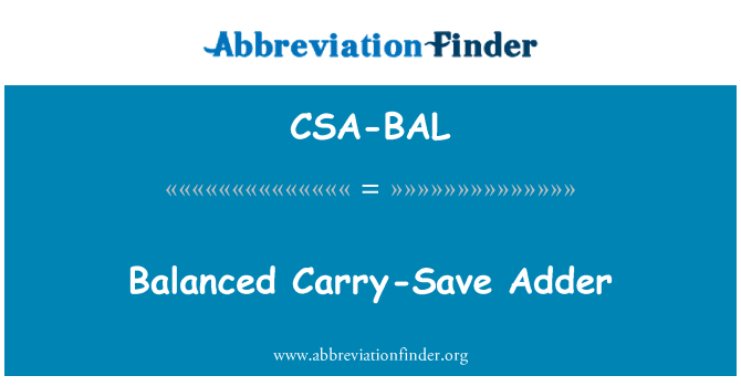 CSA-BAL: Afbalanceret Carry-Gem Adder