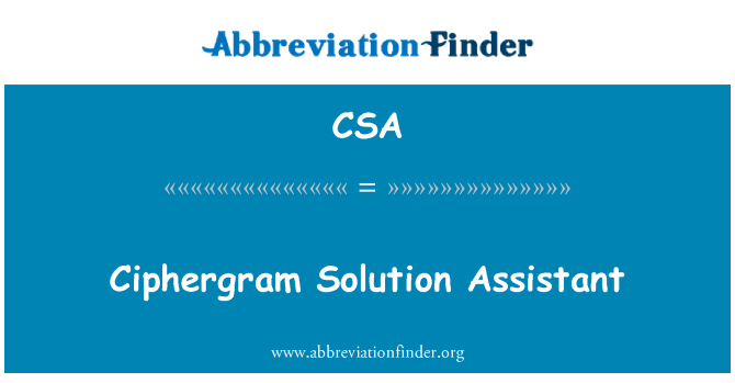 CSA: Ciphergram Solution Assistant