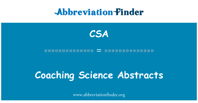 CSA: Coaching tudomány Abstracts