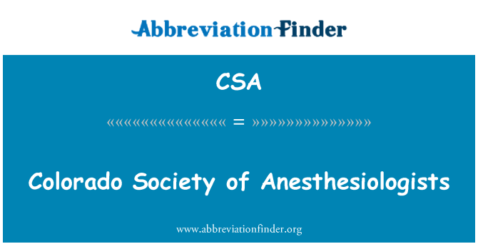 CSA: Anestezi Colorado Derneği