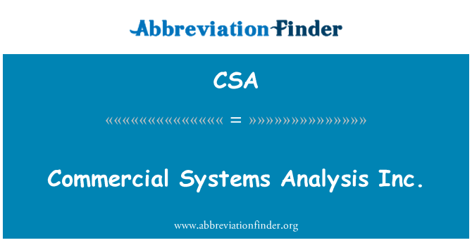 CSA: Commercial Systems Analysis Inc