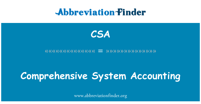 CSA: Tervikliku süsteemi raamatupidamise