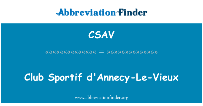 CSAV: Club Sportif d ' Annecy-Le-Vieux