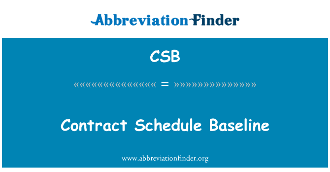 CSB: Contract Schedule Baseline