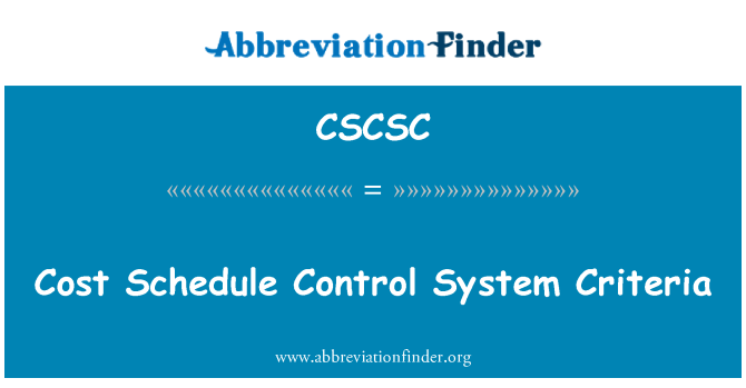 CSCSC: Jadwal biaya kontrol sistem kriteria