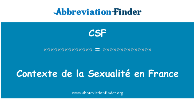 CSF: Contexte de la Sexualité en France