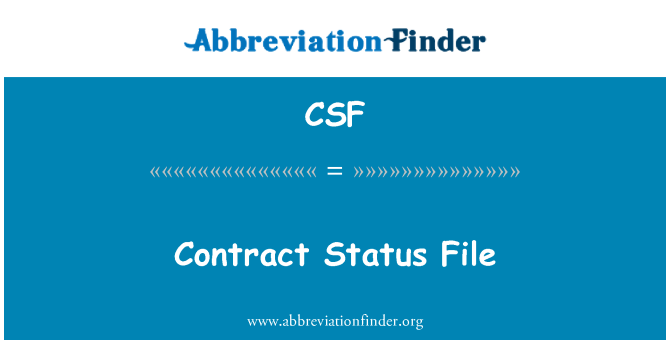 CSF: Contract statws ffeil
