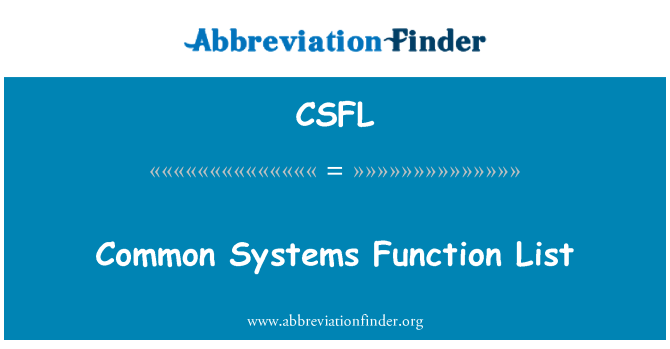 CSFL: Süsteemi funktsioon üldnimekiri