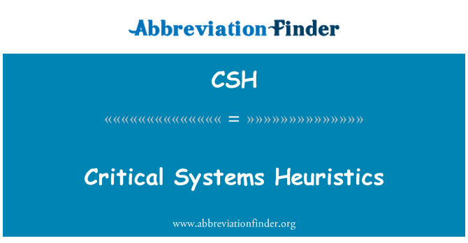CSH: Kritinių sistemų Heuristics