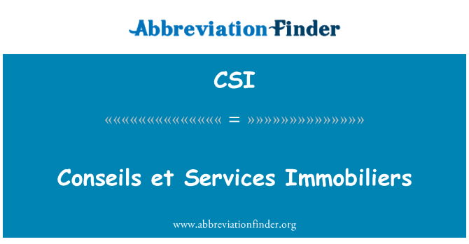 CSI: Conseils एट Immobiliers सेवाएं