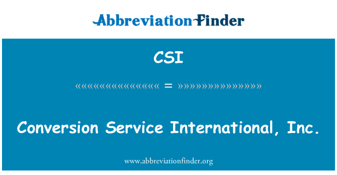 CSI: Conversion Service International, Inc.