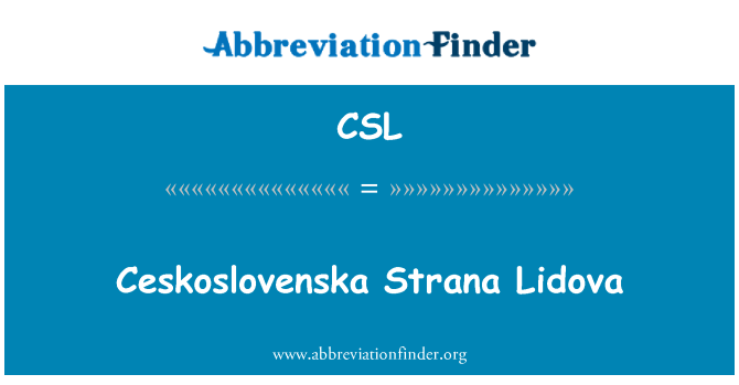 CSL: Ceskoslovenska Strana Lidova