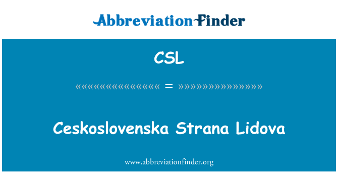 CSL: Ceskoslovenska Strana Lidova