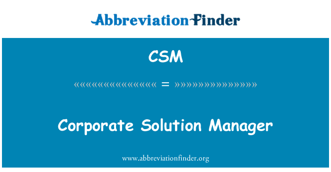 CSM: Corporate Solution Manager