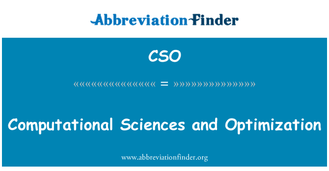 CSO: Computational Sciences und Optimierung