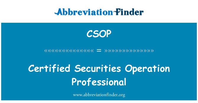 CSOP: Certified Professional operazione titoli