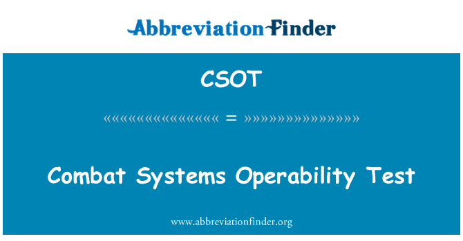 CSOT: מערכות לחימה Operability מבחן