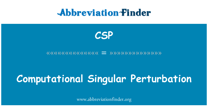 CSP: Computational Perturbation singulière